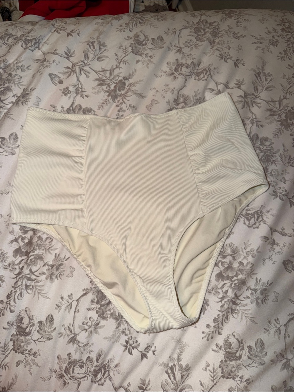 High-Waist Ribbed Aerie Women’s Swim bottoms - Cream
